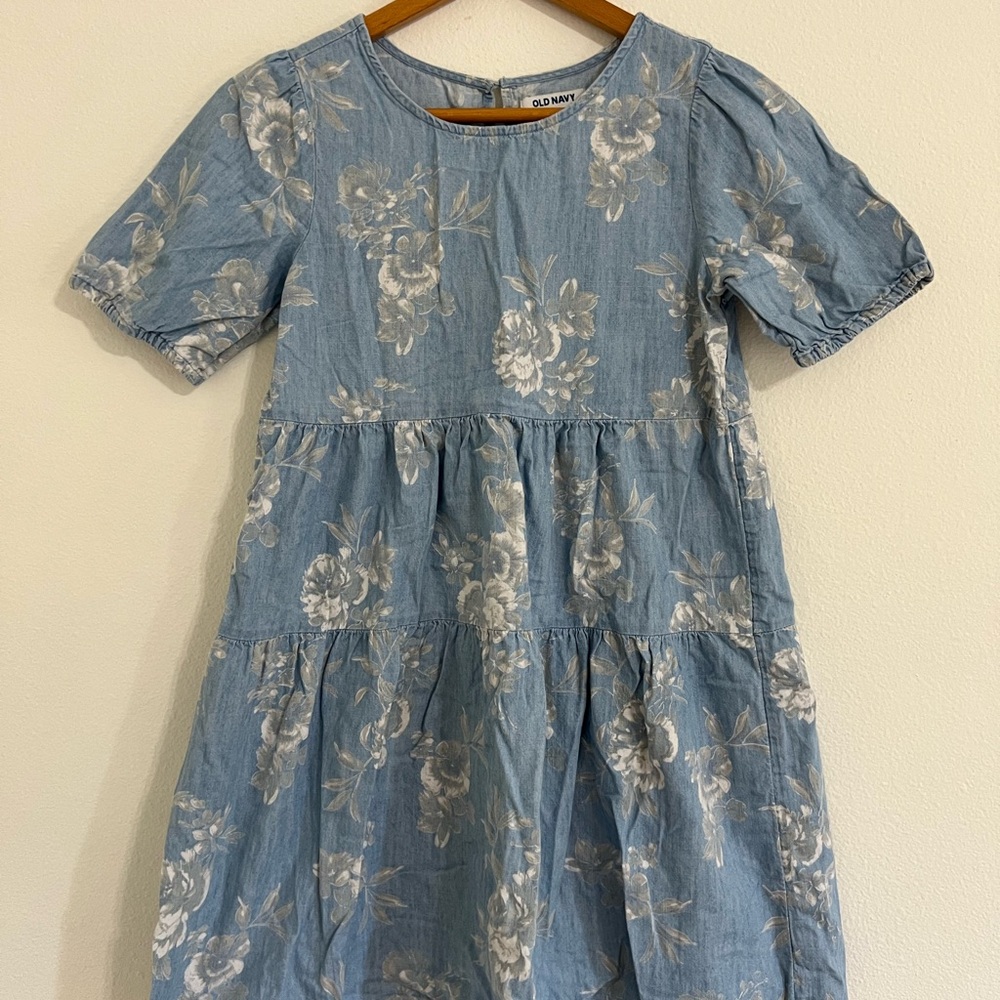 Old Navy Kids Dress in Blue with Floral Design